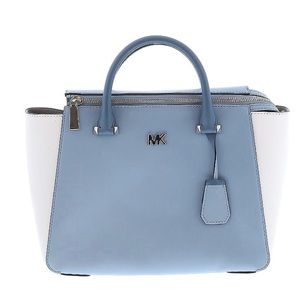 Pastel Blue and white authentic Michael Kors leather handbag